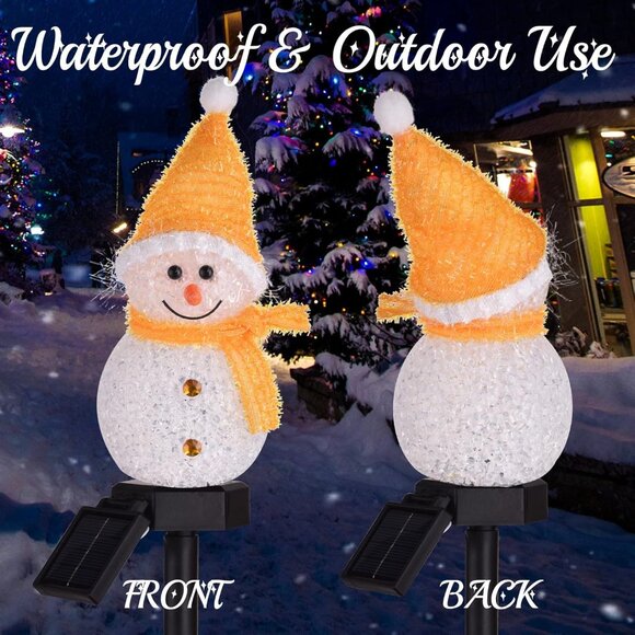 New 3Pcs of Waterproof Solar Snowman Christmas Pathway Lights for Garden Decor - Picture 6 of 7